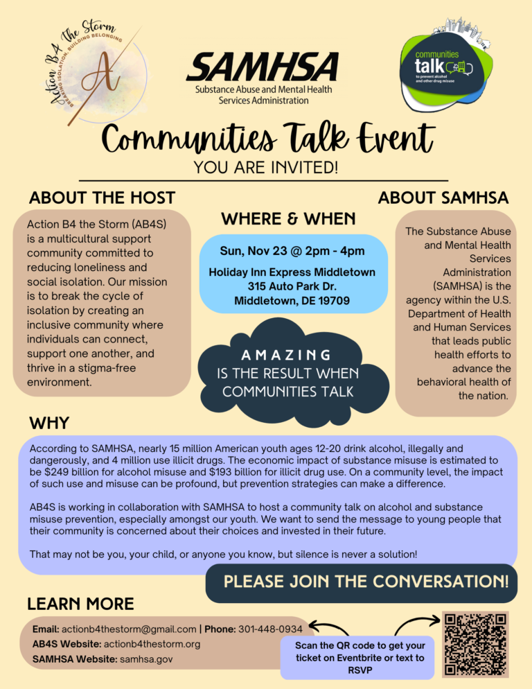 AB4S x SAMHSA Community Talk Flyer